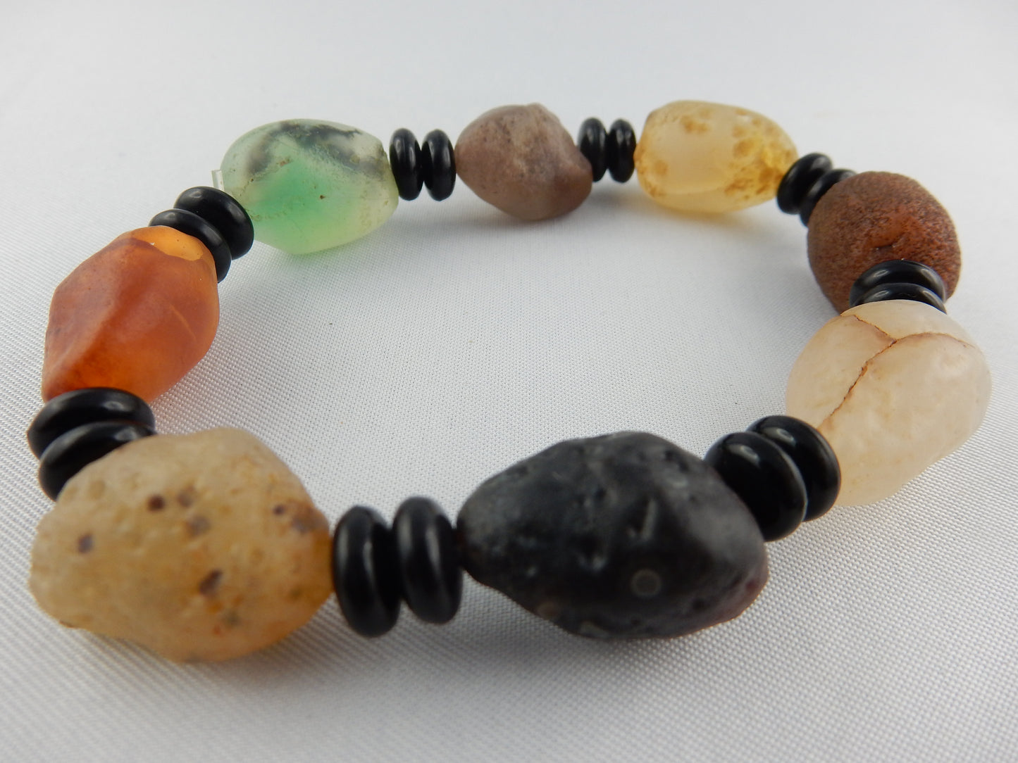 amazing natural agate "beads" polished by nature in the Gobi deserts of Mongolia - bracelet