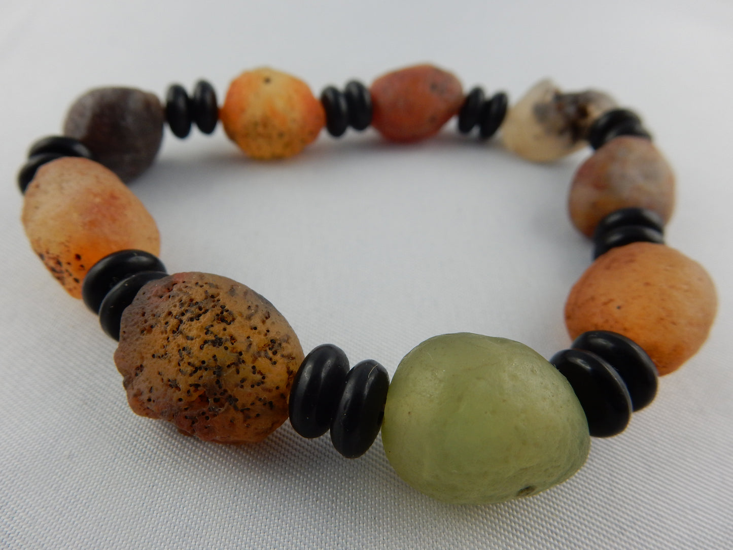 amazing natural agate "beads" polished by nature in the Gobi deserts of Mongolia - bracelet