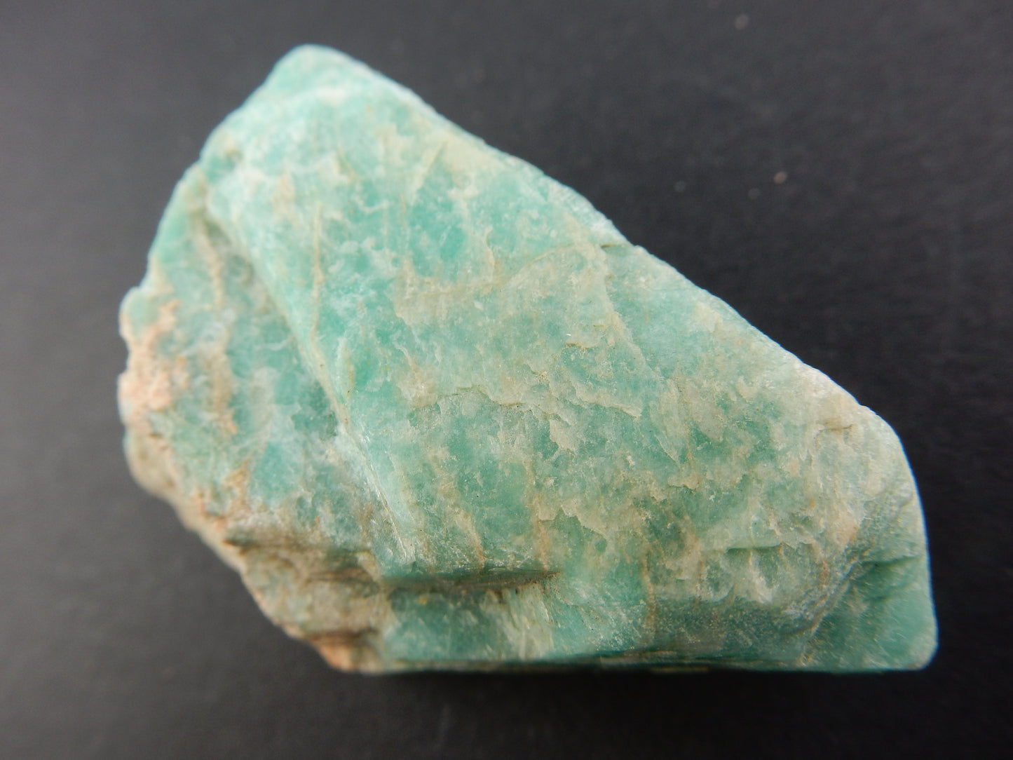 rich-green-blue Amazonite single crystal shape microcline feldspar - from classic locality Colorado