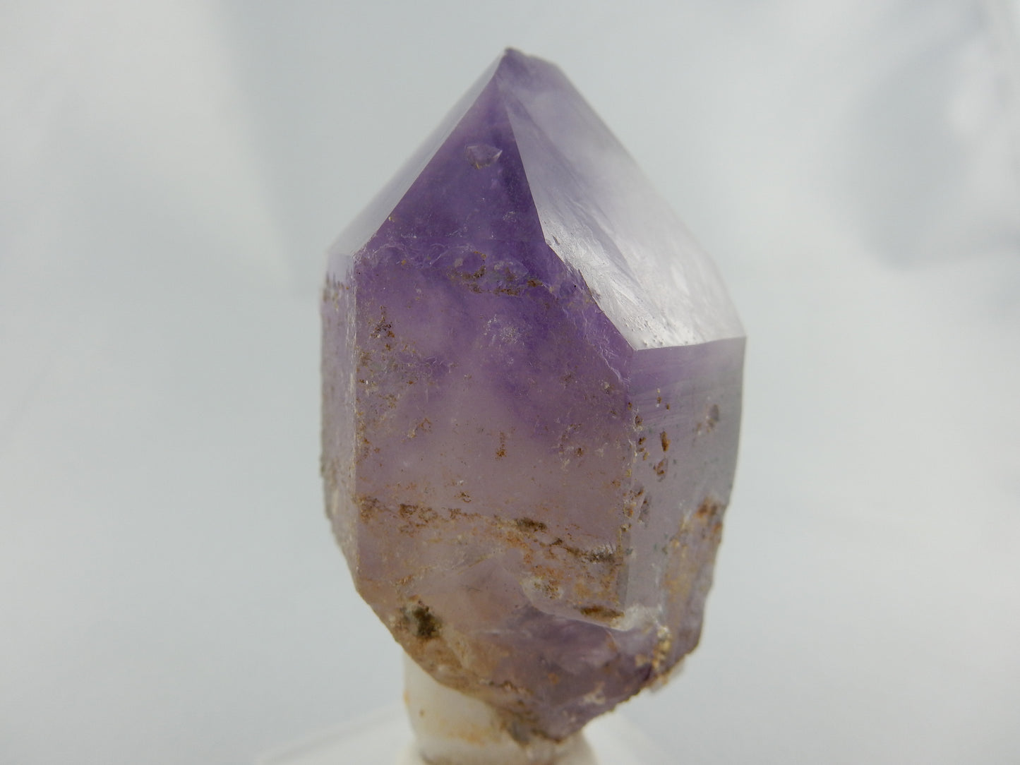 chunky Amethyst almost double terminated scepter crystal on stem of white milky quartz