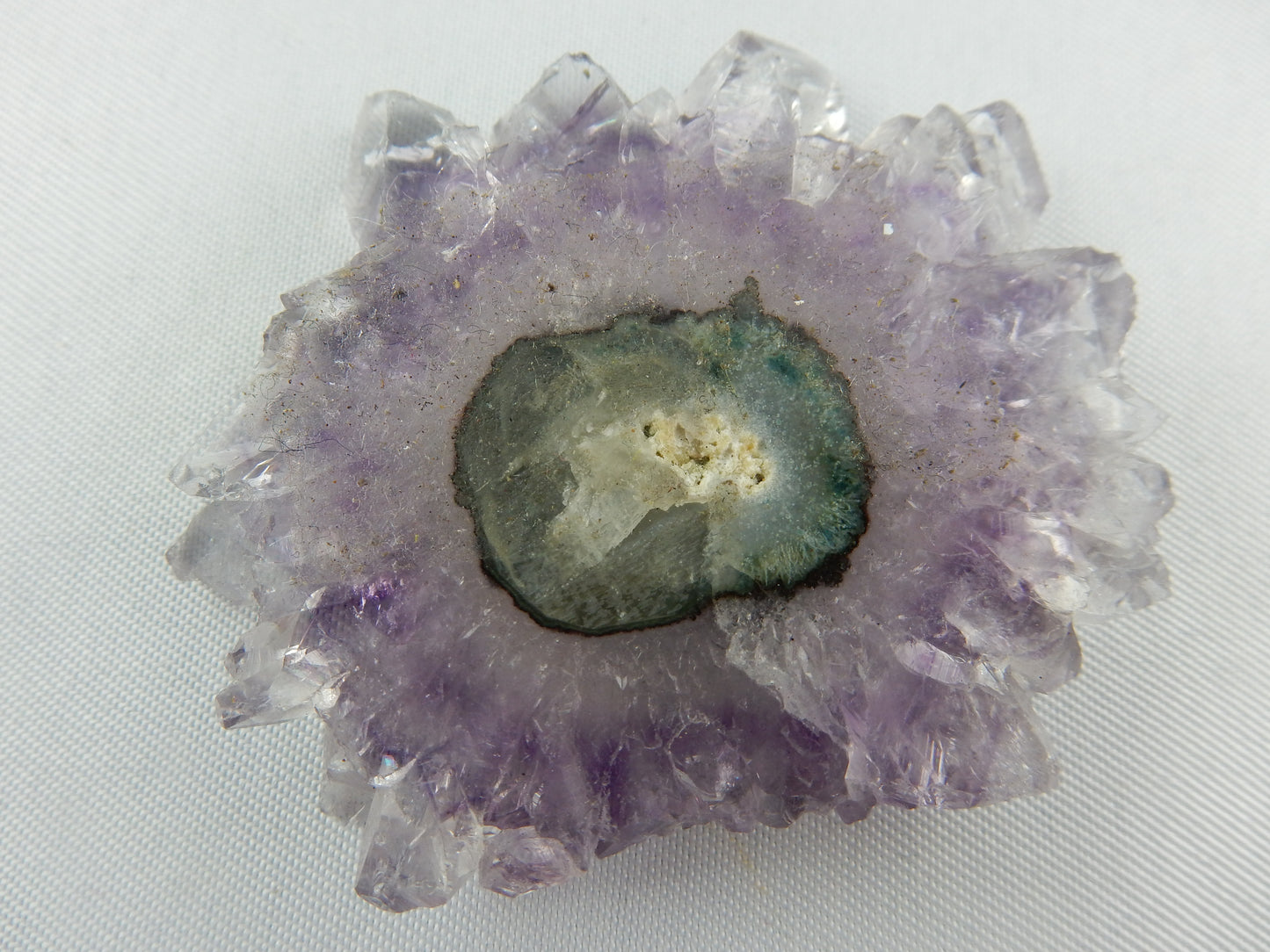 gemmy gorgeous rare amethyst stalactic slice - rimmed with gemmy big crystal halo