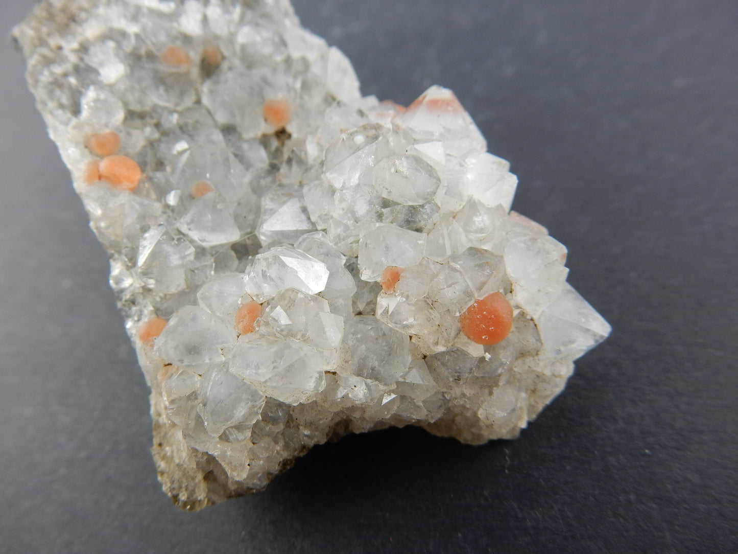 Fluorite Botryoidal Red balls on Quartz