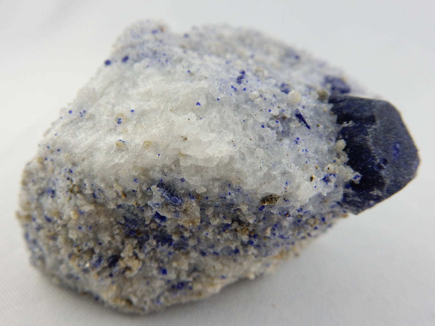 Lapis - Lazurite, Crystal on Calcite