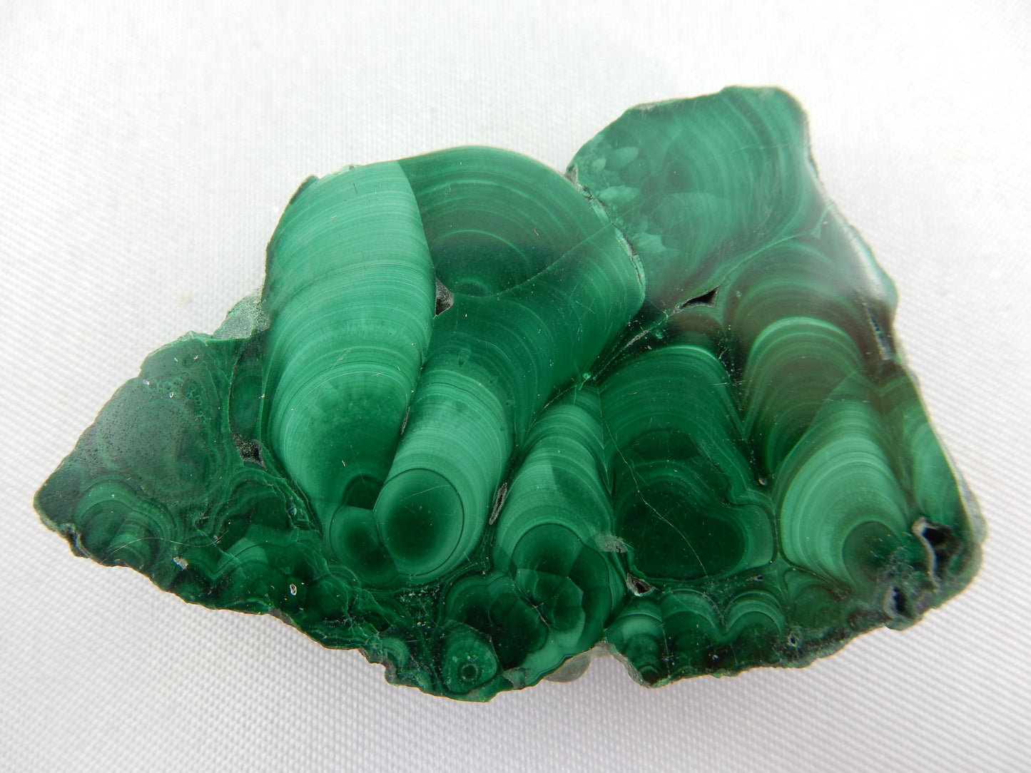 intense green cloud-like formations on double sided polished Malachite slab
