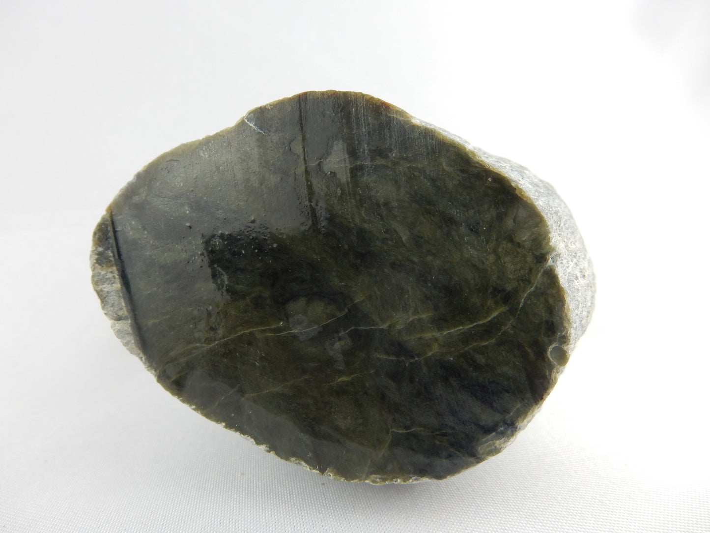 Half a small boulder specimen (or polishing raw) of NZ "Kawakawa" - classic white "skin" - part natural stream worn/part cut/polished