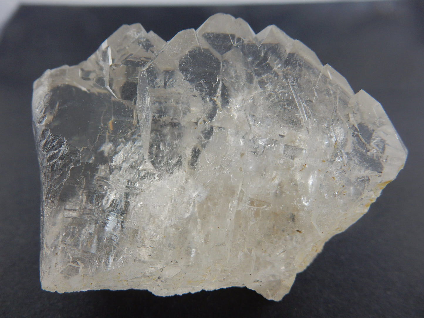 long "twisted stack" of rare water-clear quartz with unique "twist" on B-axis - only from Swiss Alps