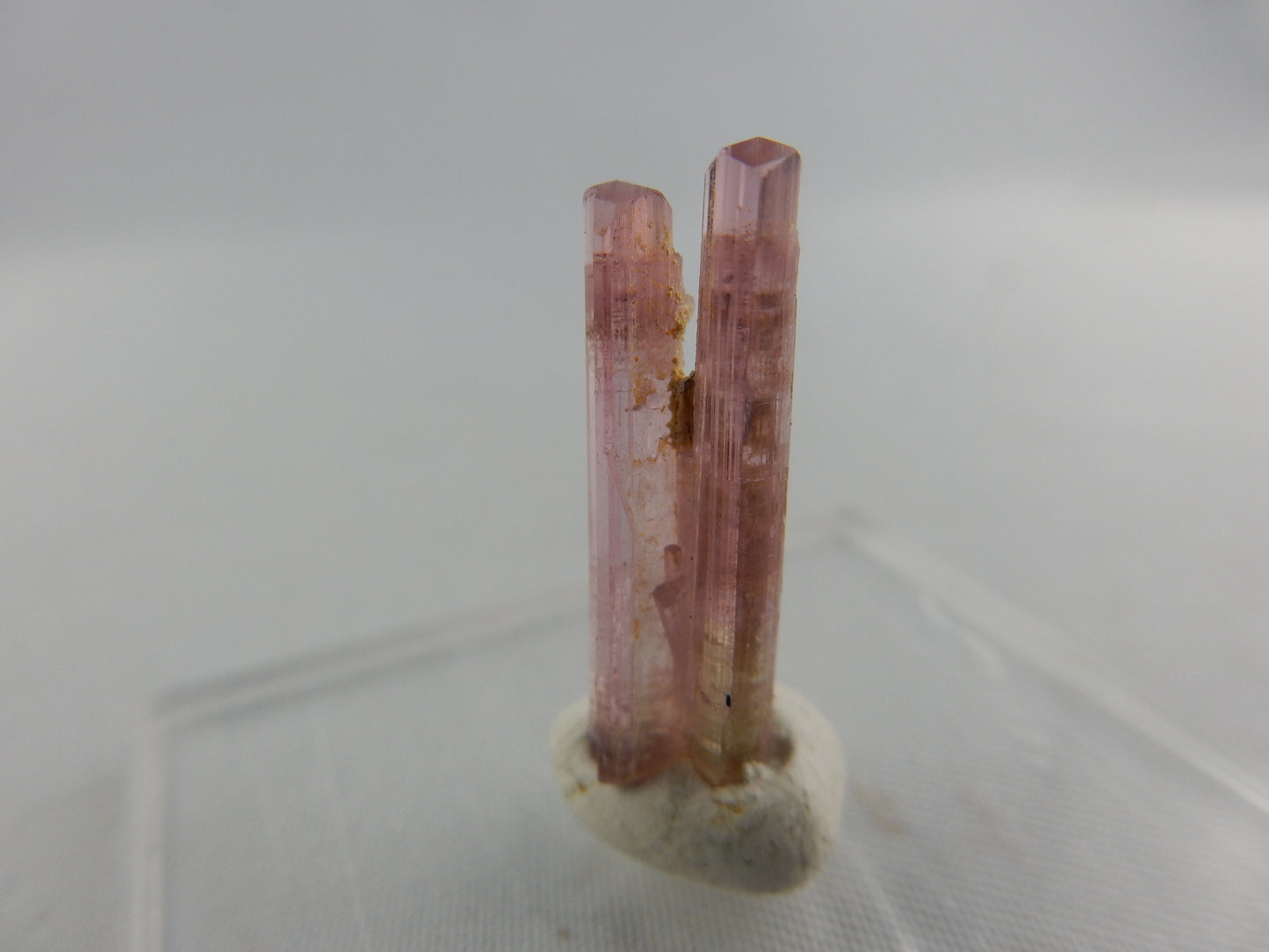 gemmy twin Tourmaline, perfect sharp red terminations, slight green at base - small but precious