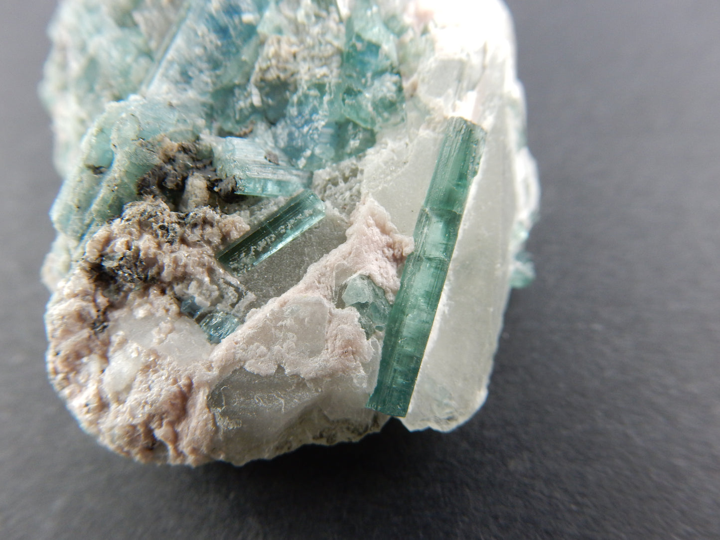 Tourmaline - blue "Indicolite" Cluster on Quartz