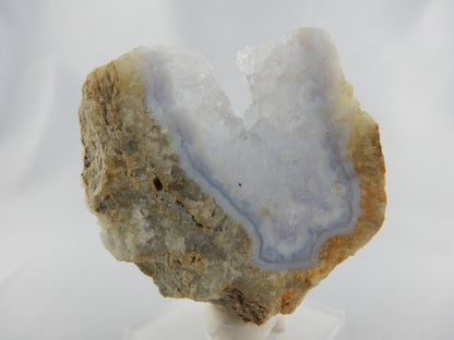 Blue Lace Agate - getting scarce, difficult to source. Beautiful baby blue and white banding around a crystal vug