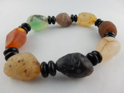 amazing natural agate "beads" polished by nature in the Gobi deserts of Mongolia - bracelet