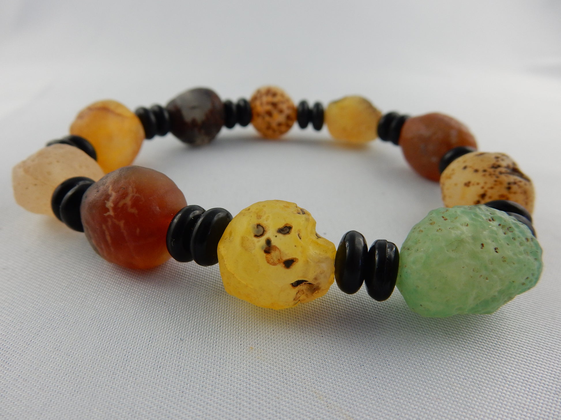 amazing natural agate "beads" polished by nature in the Gobi deserts of Mongolia - bracelet