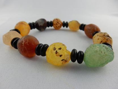 amazing natural agate "beads" polished by nature in the Gobi deserts of Mongolia - bracelet