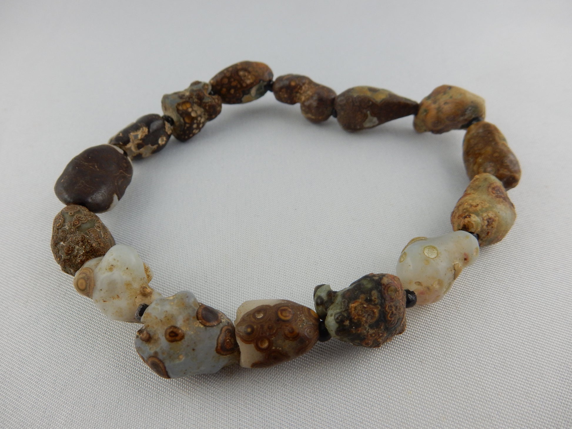 Natural desert-polished unique agate bracelet - nice "eyes" exposed by desert sands Gobi Desert