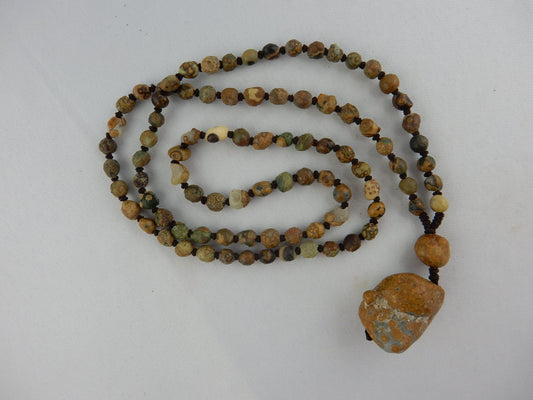 Natural Gobi desert polished tiny interesting beads with larger end-piece Agate