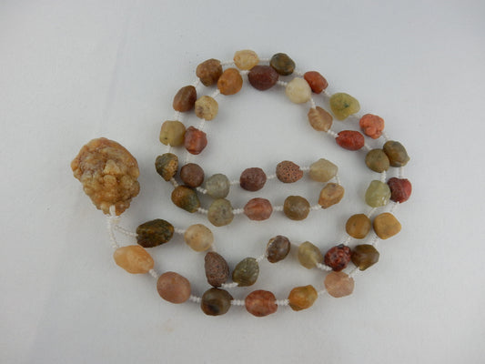 Natural gobi desert polished multi-coloured translucent interesting beads with larger end-piece agate