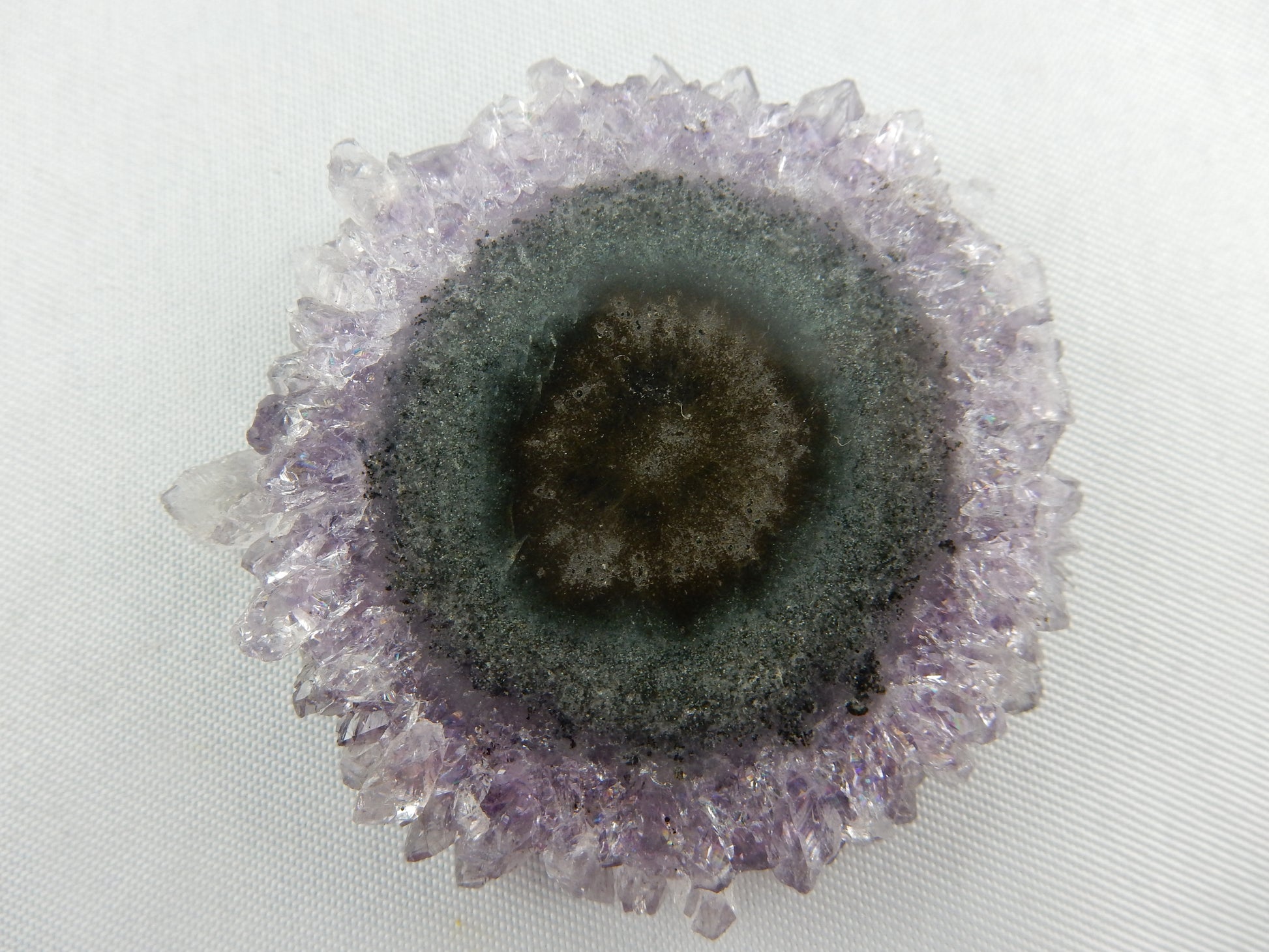gemmy gorgeous rare amethyst stalactic slice - rimmed with gemmy crystal halo