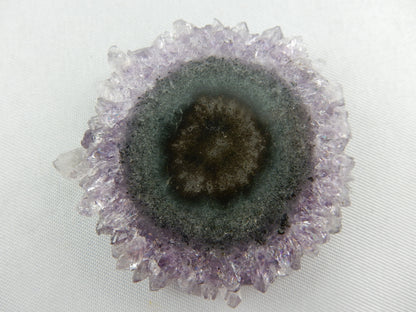 gemmy gorgeous rare amethyst stalactic slice - rimmed with gemmy crystal halo