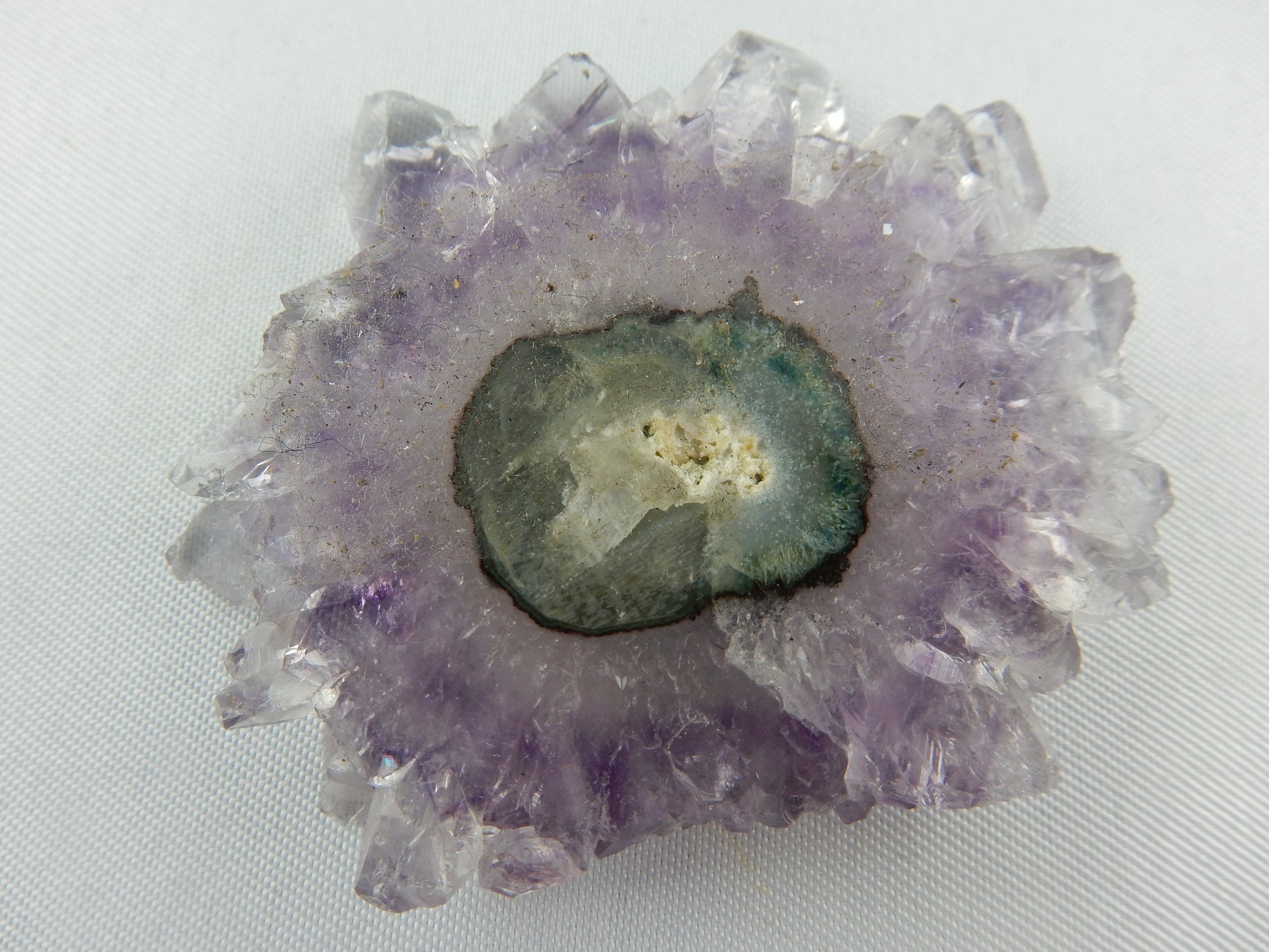 gemmy gorgeous rare amethyst stalactic slice - rimmed with gemmy big crystal halo
