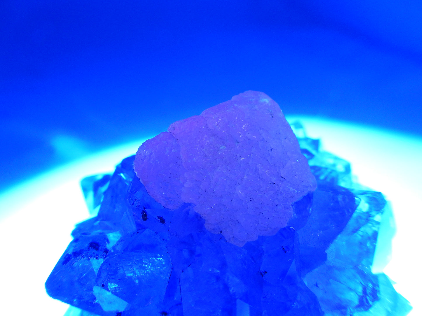 Amethyst with perfect Calcite Cube