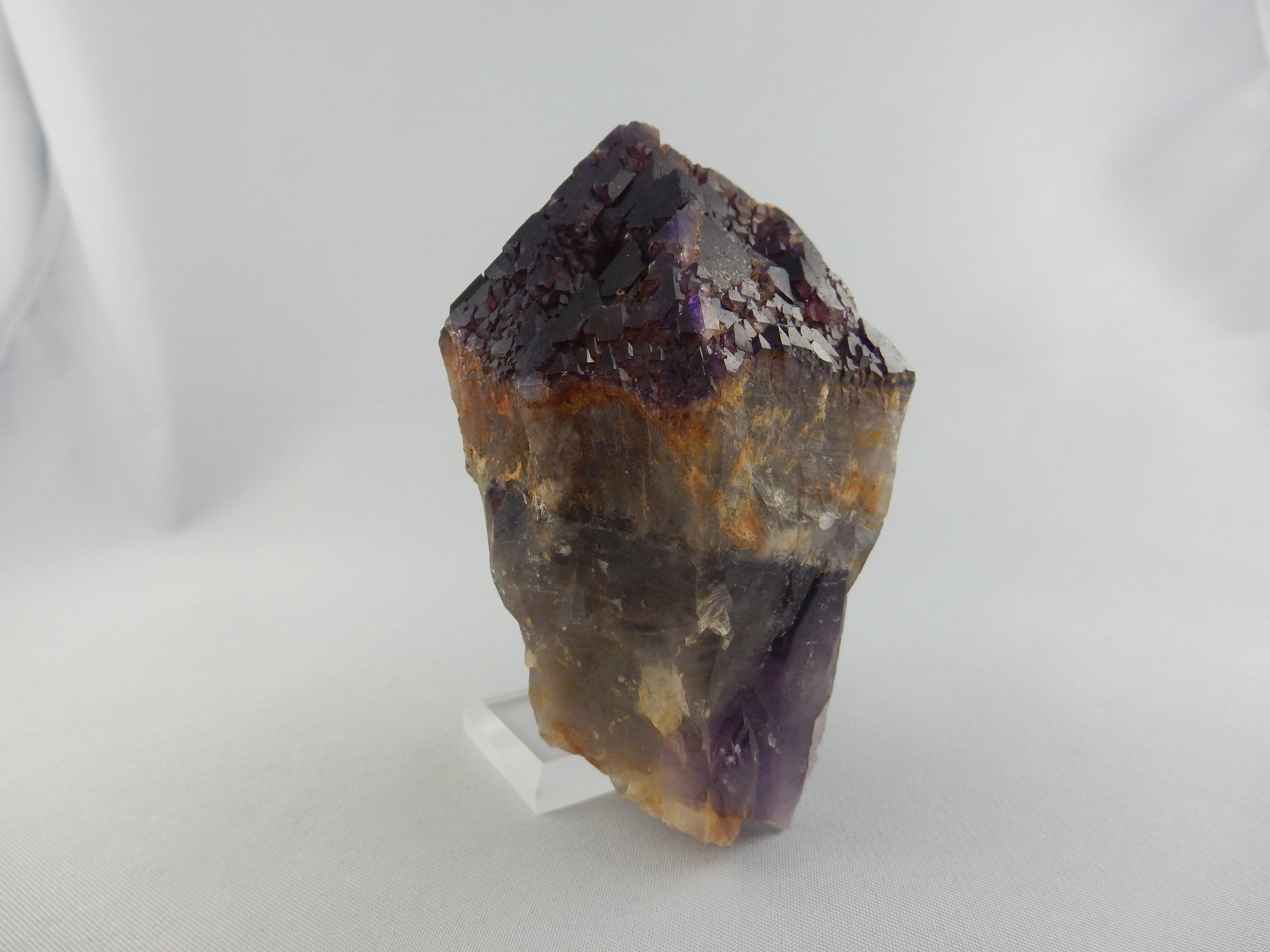 Gemmy unique color/contrast combo of purple/red/brown sub-crystals and chevron root