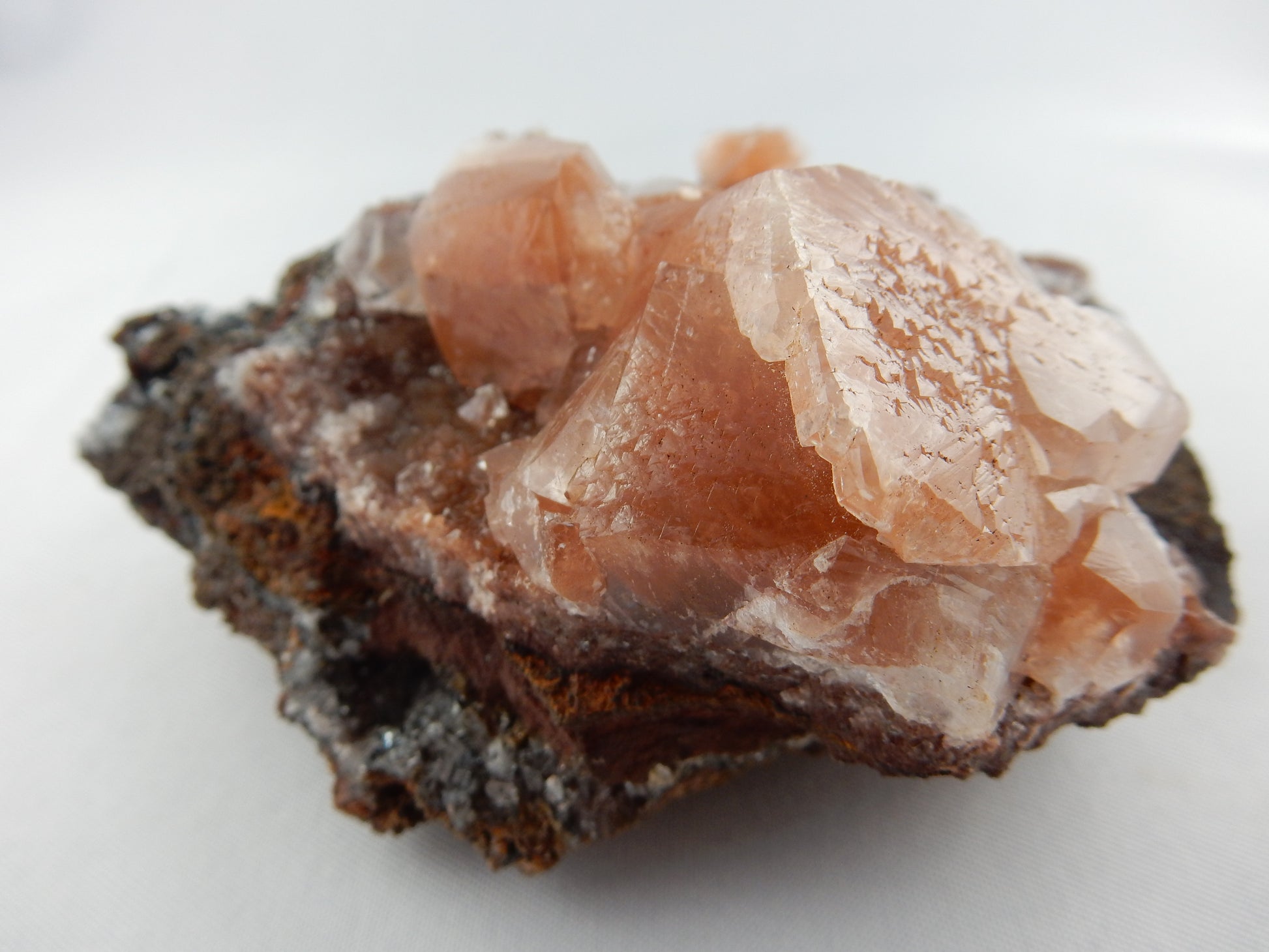 rarely-seen pink Calcite (by hematite inclusions) - great specimen mine Santa Eulalia Mexico