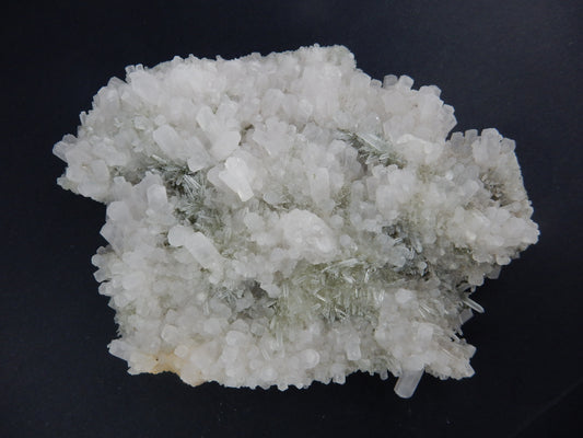 big unique formation of pink calcite columns with "mercedez" terminations, on a bed of terminated milky quartz - sparkly specimen