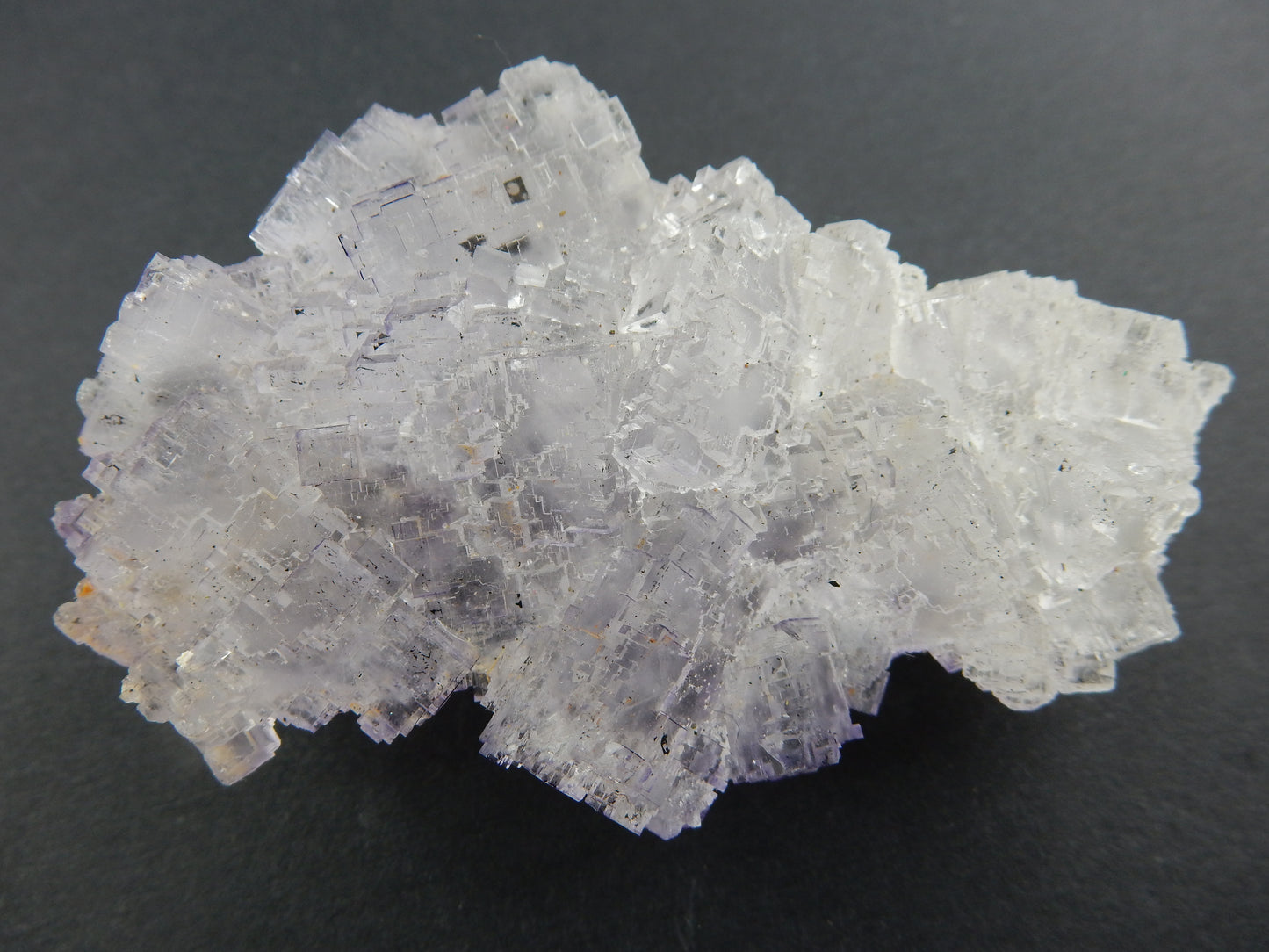 Fluorite - unique "Light Frosting" of Purple on gemmy cube cluster - benchmark Tule specimen