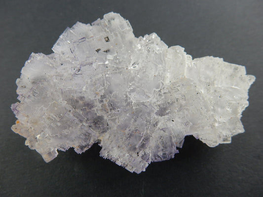 Fluorite - unique "Light Frosting" of Purple on gemmy cube cluster - benchmark Tule specimen