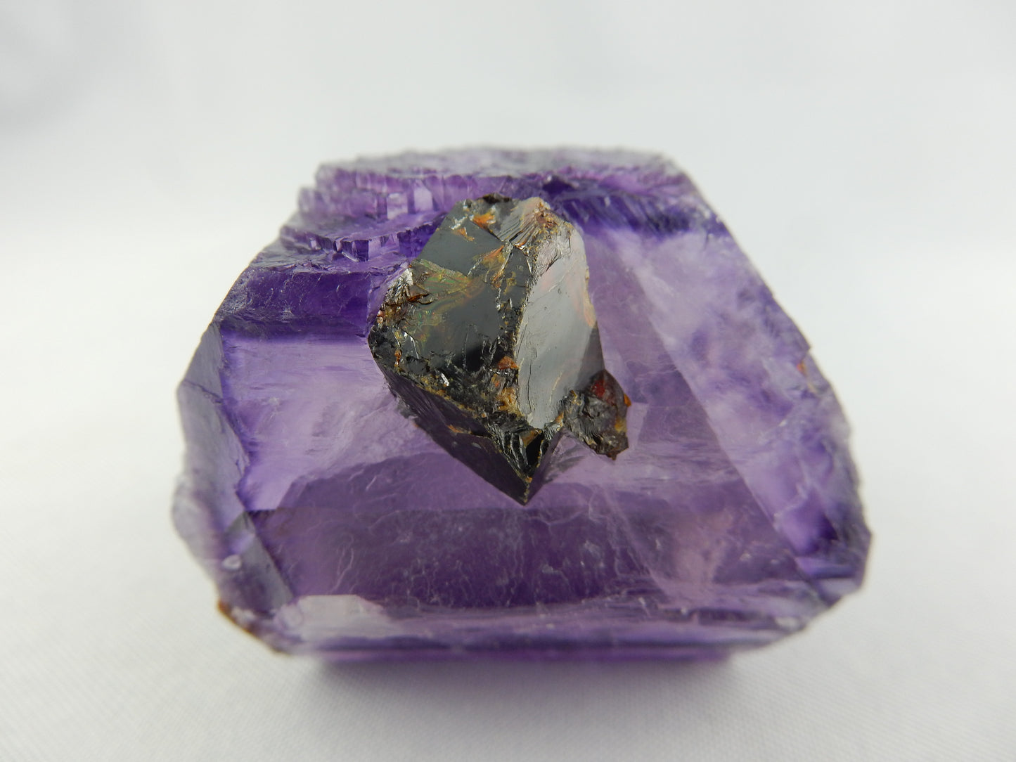 classic "etched dissolution" single modified deep purple phantom gemmy cubic crystal - Elmwood Mine Fluorite