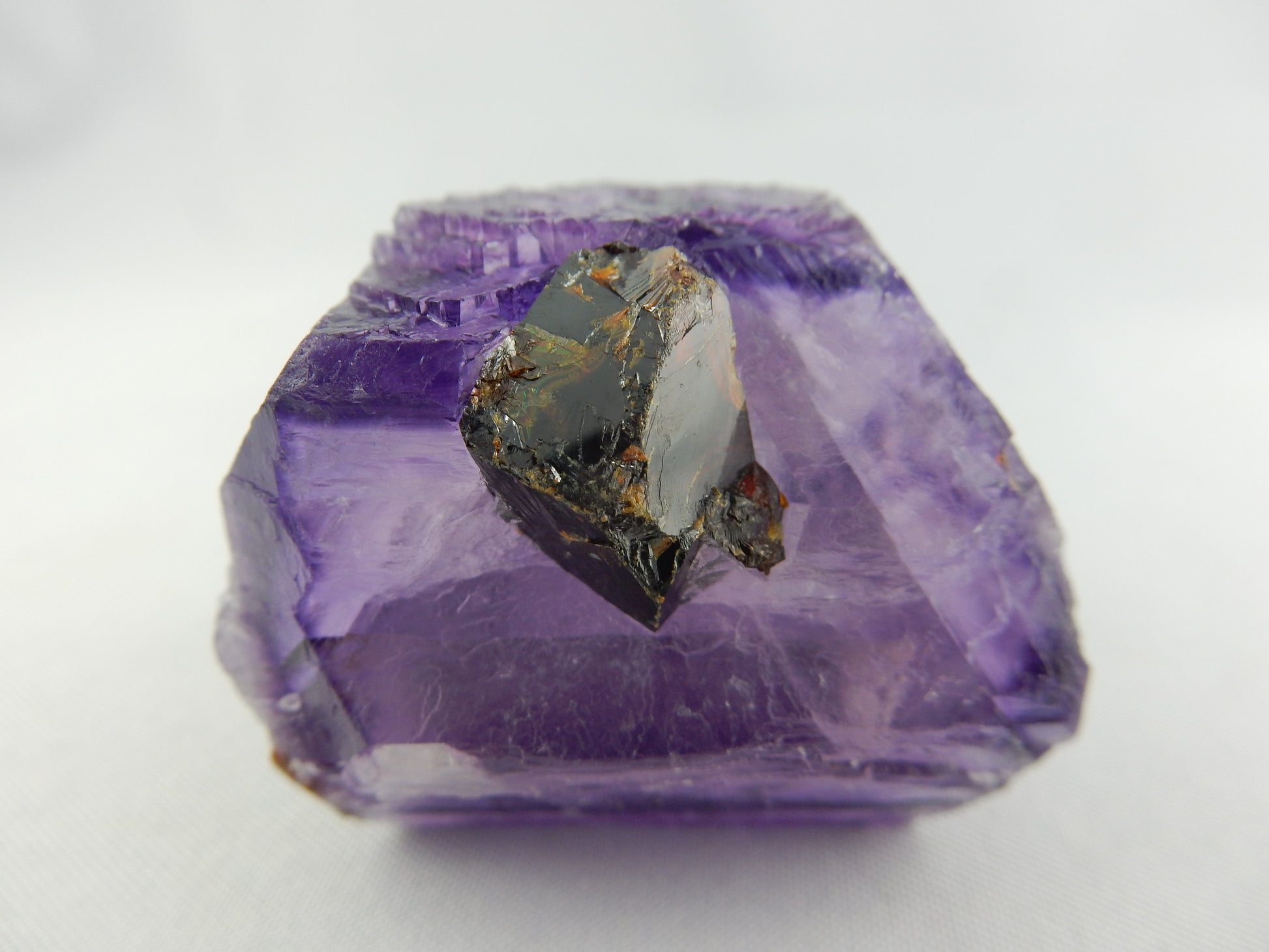 classic "etched dissolution" single modified deep purple phantom gemmy cubic crystal - Elmwood Mine Fluorite