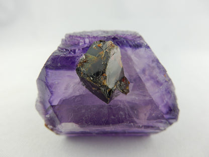 classic "etched dissolution" single modified deep purple phantom gemmy cubic crystal - Elmwood Mine Fluorite