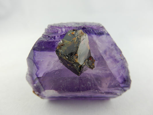 classic "etched dissolution" single modified deep purple phantom gemmy cubic crystal - Elmwood Mine Fluorite