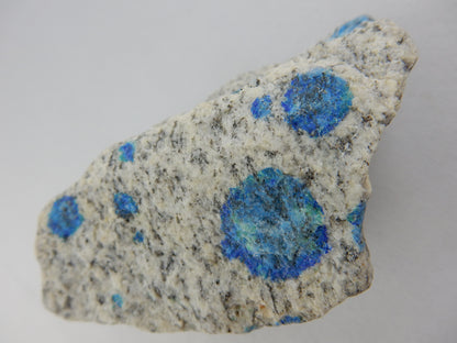 rare rough specimen of this unique rock - azurite spots on while granite gneiss - from K2 mountain area