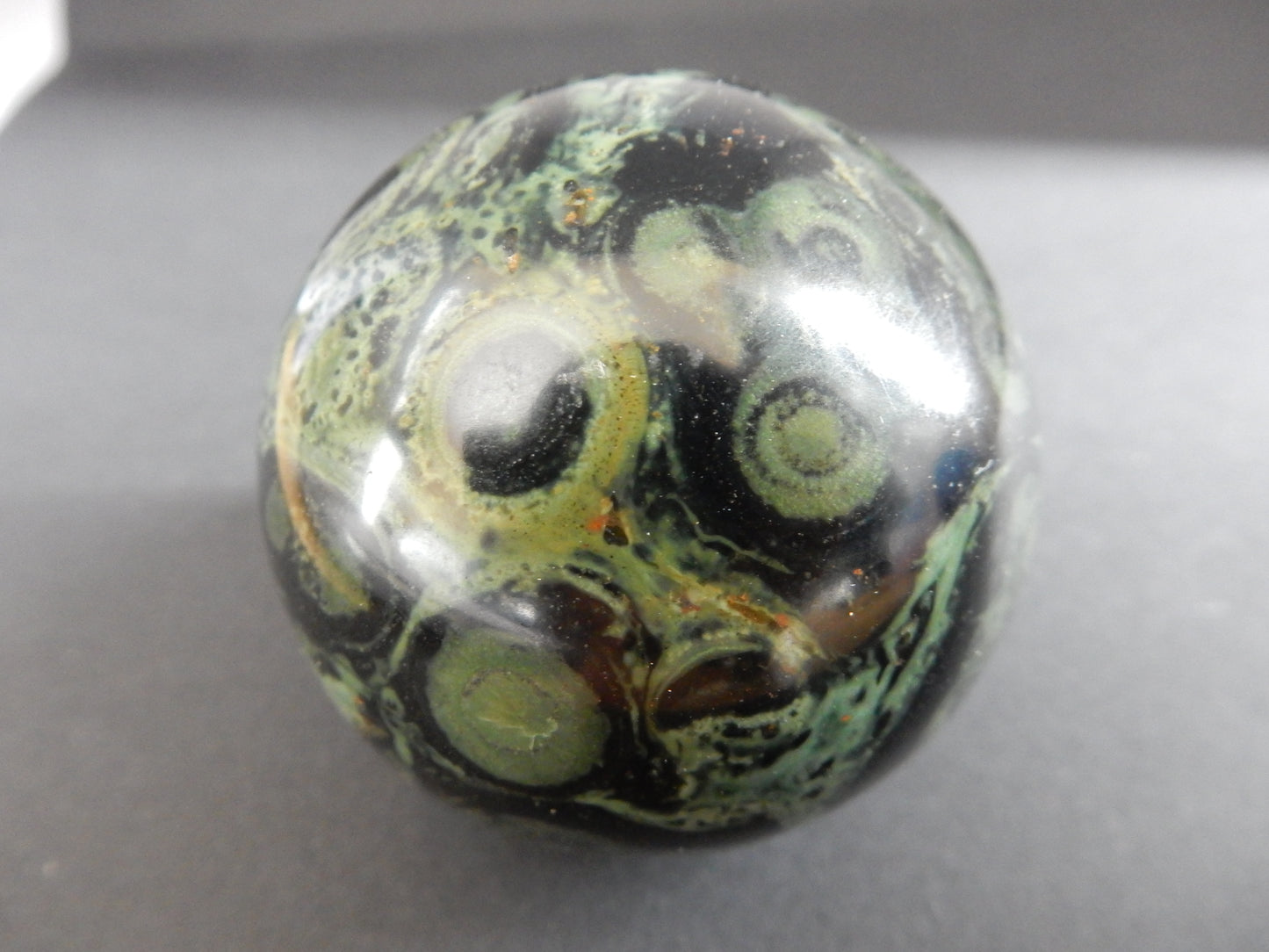 Kambaba Jasper shpere - volcanic Rhyolite - commonly mistaken for Stromatolite Fossil - blue-green algae - oldest living organism on earth - but pretty anyhow and is good for meditating with nature