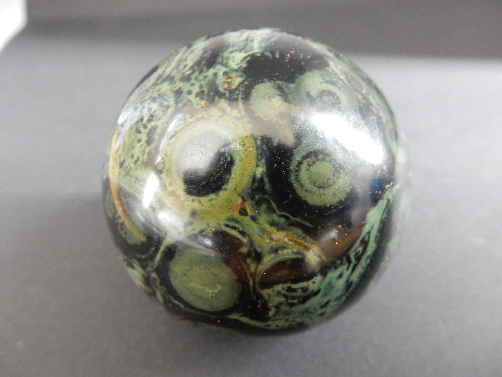Kambaba Jasper shpere - volcanic Rhyolite - commonly mistaken for Stromatolite Fossil - blue-green algae - oldest living organism on earth - but pretty anyhow and is good for meditating with nature