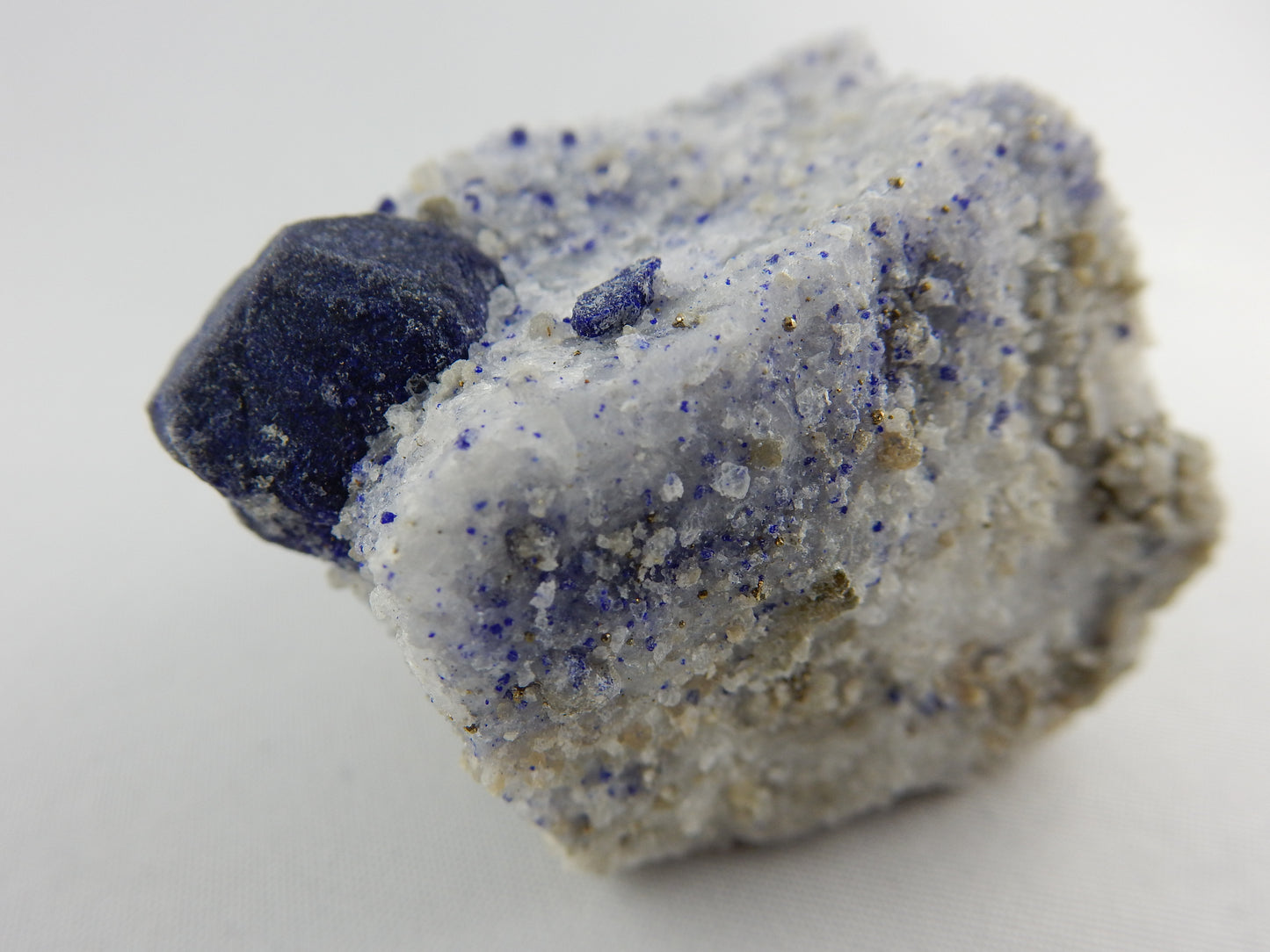 Lapis - Lazurite, Crystal on Calcite