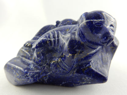 excellent quality deep blue Lapis Lazuli "sealion lounging on ocean rocks" - great carving great polish