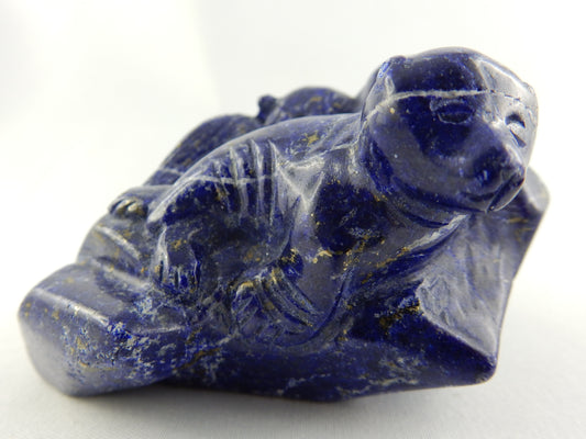 excellent quality deep blue Lapis Lazuli "sealion lounging on ocean rocks" - great carving great polish