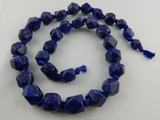 deep saturated blue dodecahedral Lapis Lazuli beads ready to be strung and worn as a very rare necklace