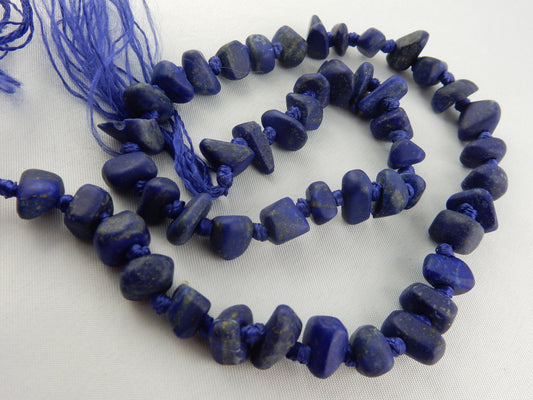 deep saturated blue chunky Lapis Lazuli beads ready to be strung and worn as a very rare necklace