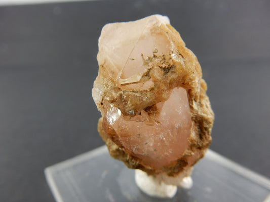 dark pink (rare rich colour) terminated morganite on bed of muscovite