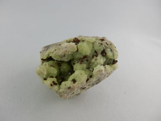 Rare combination of light green prehnite botyriods with "sprinkling" of branching native copper crystals - great under magnifier