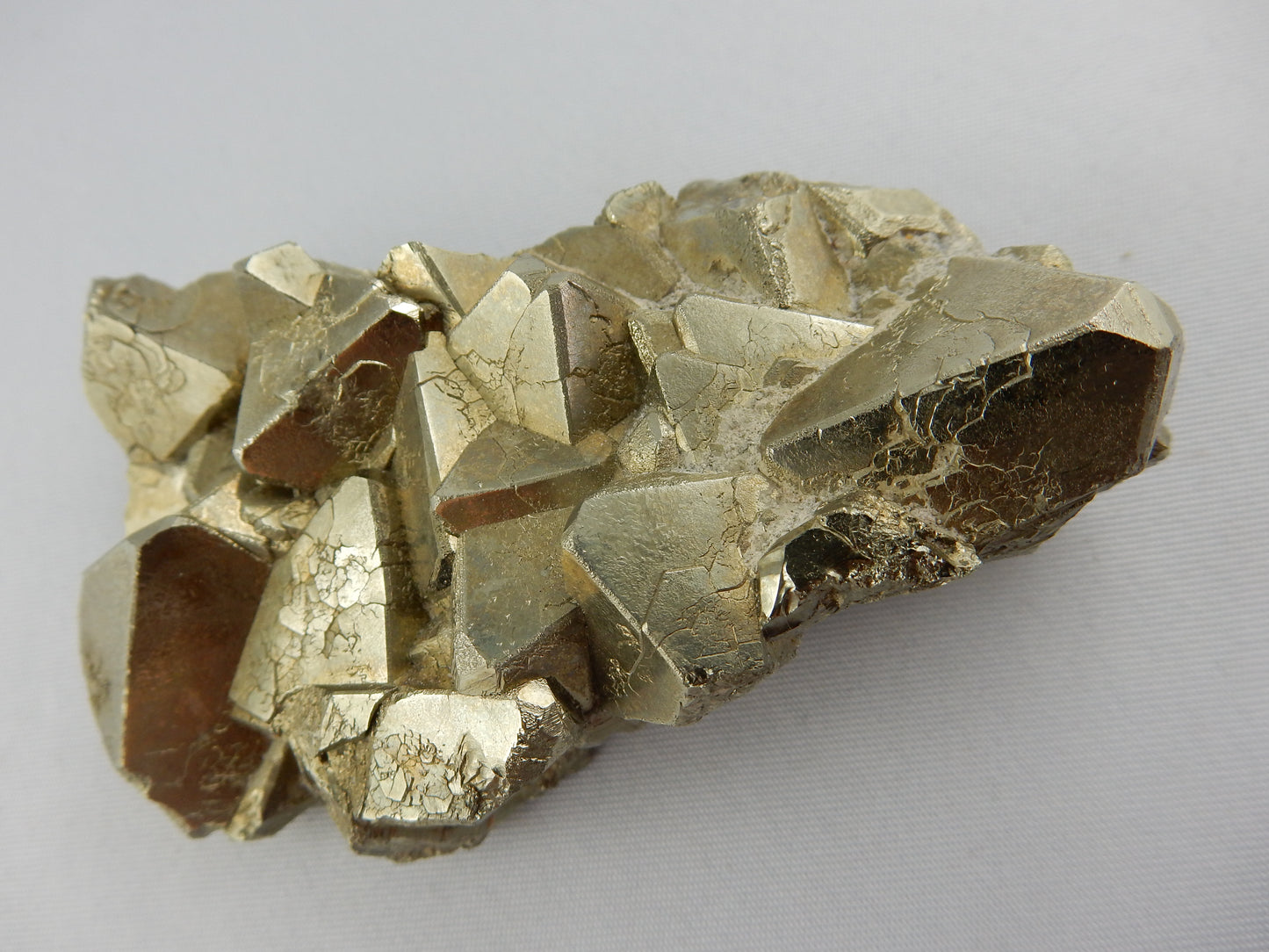 unusual cubic-pyramids cluster - rarely seen for pyrite