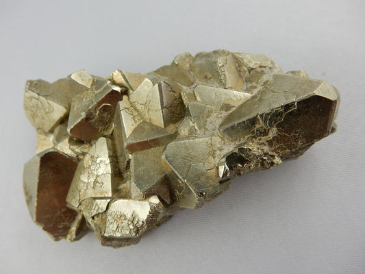 unusual cubic-pyramids cluster - rarely seen for pyrite