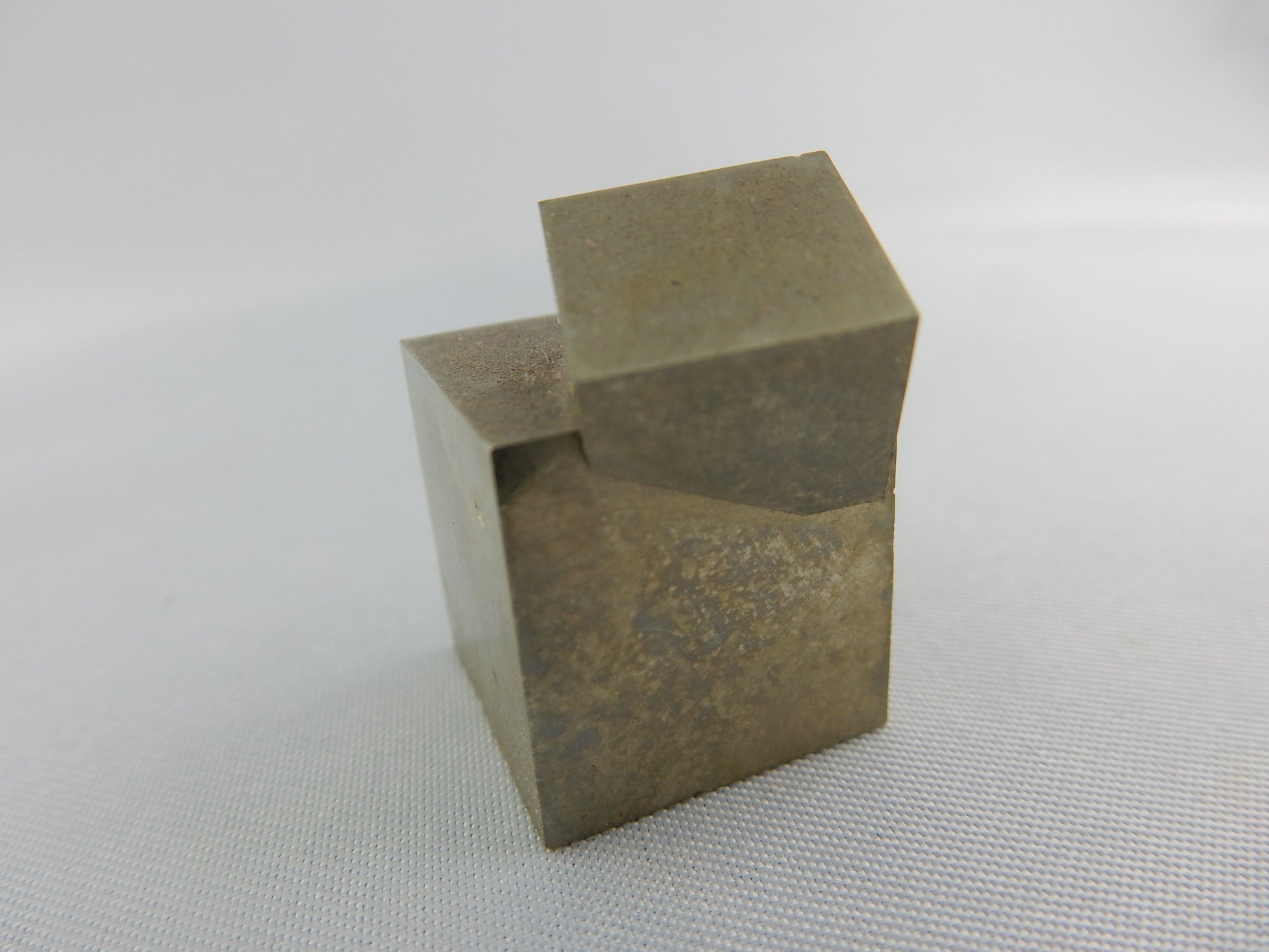 amazing totally natural "Nature's Scupture" of small Pyrite cube merged into a larger cube - only Navajun