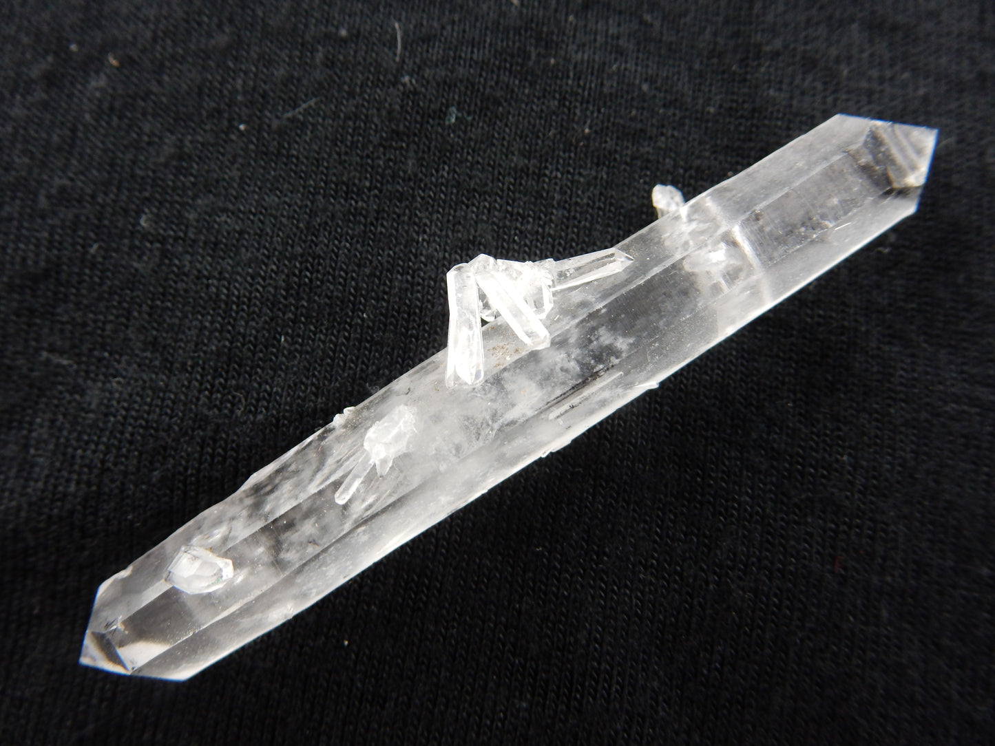 multiple double-terminated Quartz cluster with hematite inclusions at tips - multiple "sidecar" crystals all double terminated