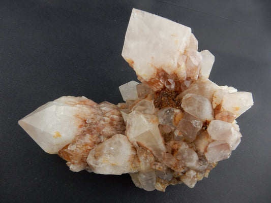 Large terminated cluster of pink quartz - with two cathedral points dominating