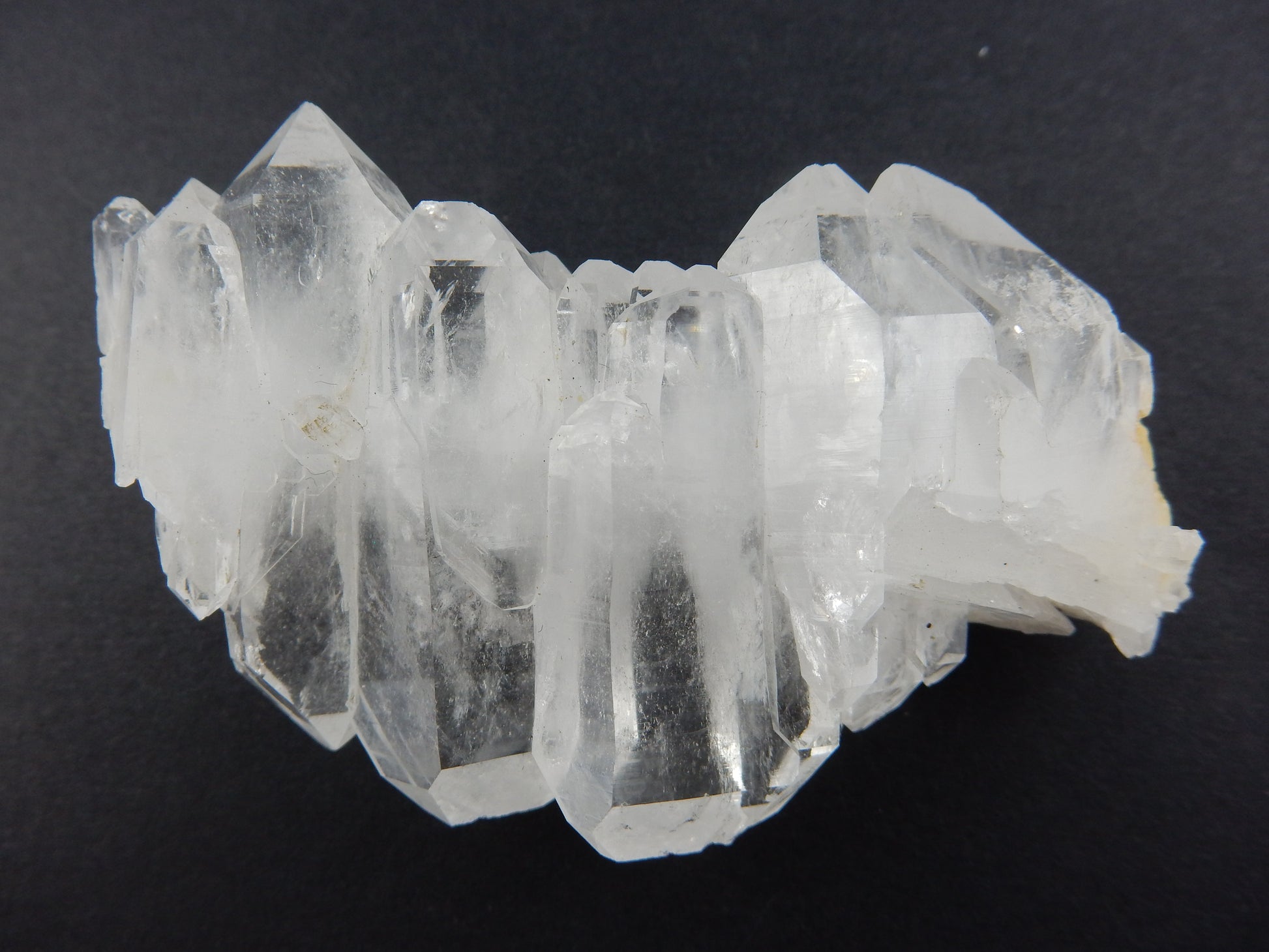 gemmy outstanding specimen of classic Faden Quartz - string of multiple double terminated tabbys strung along the faden line