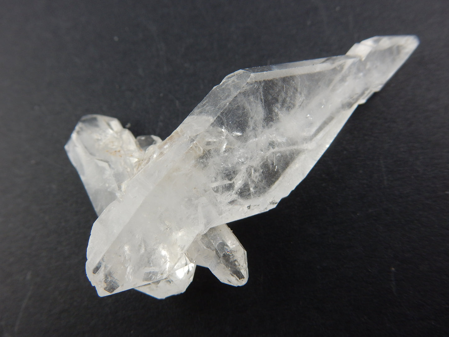 Faden Quartz - elongated "diamond-shaped" double terminated "floater" with two perpendicular double-terminated crystals attached
