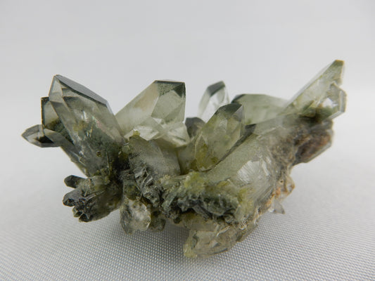 very unusual green tips fully terminated cluster of sparkly quartz